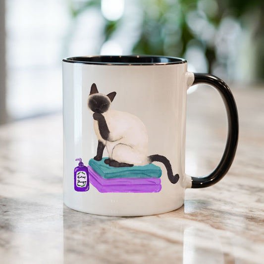 Funny Siamese Cat Mug with Shampoo Bottle