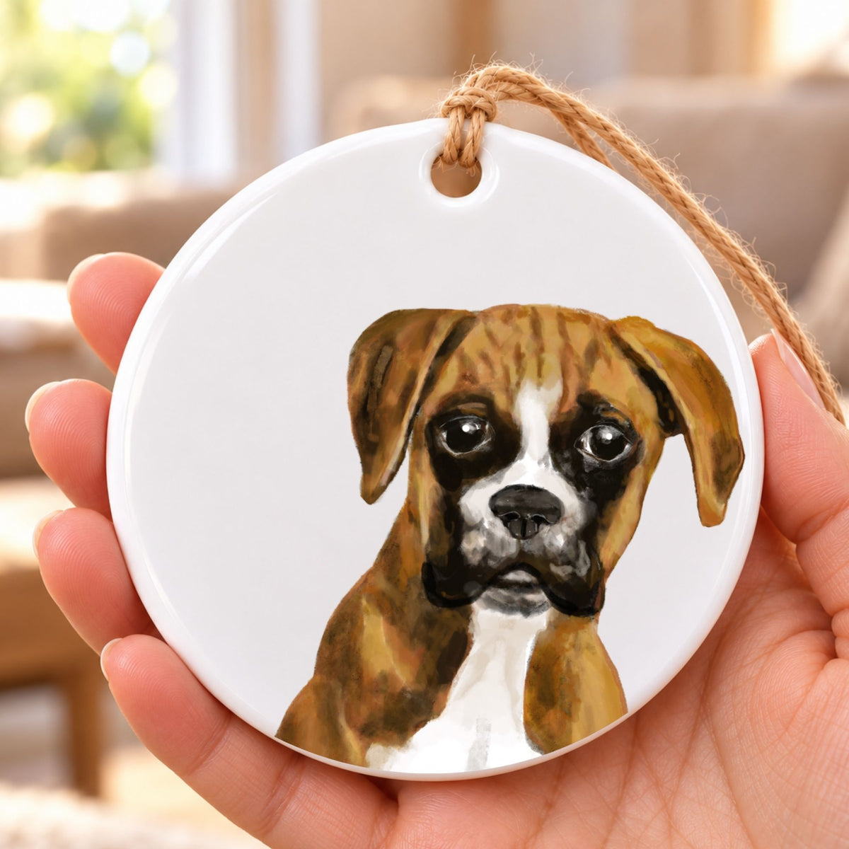 Boxer Dog Ceramic Ornament
