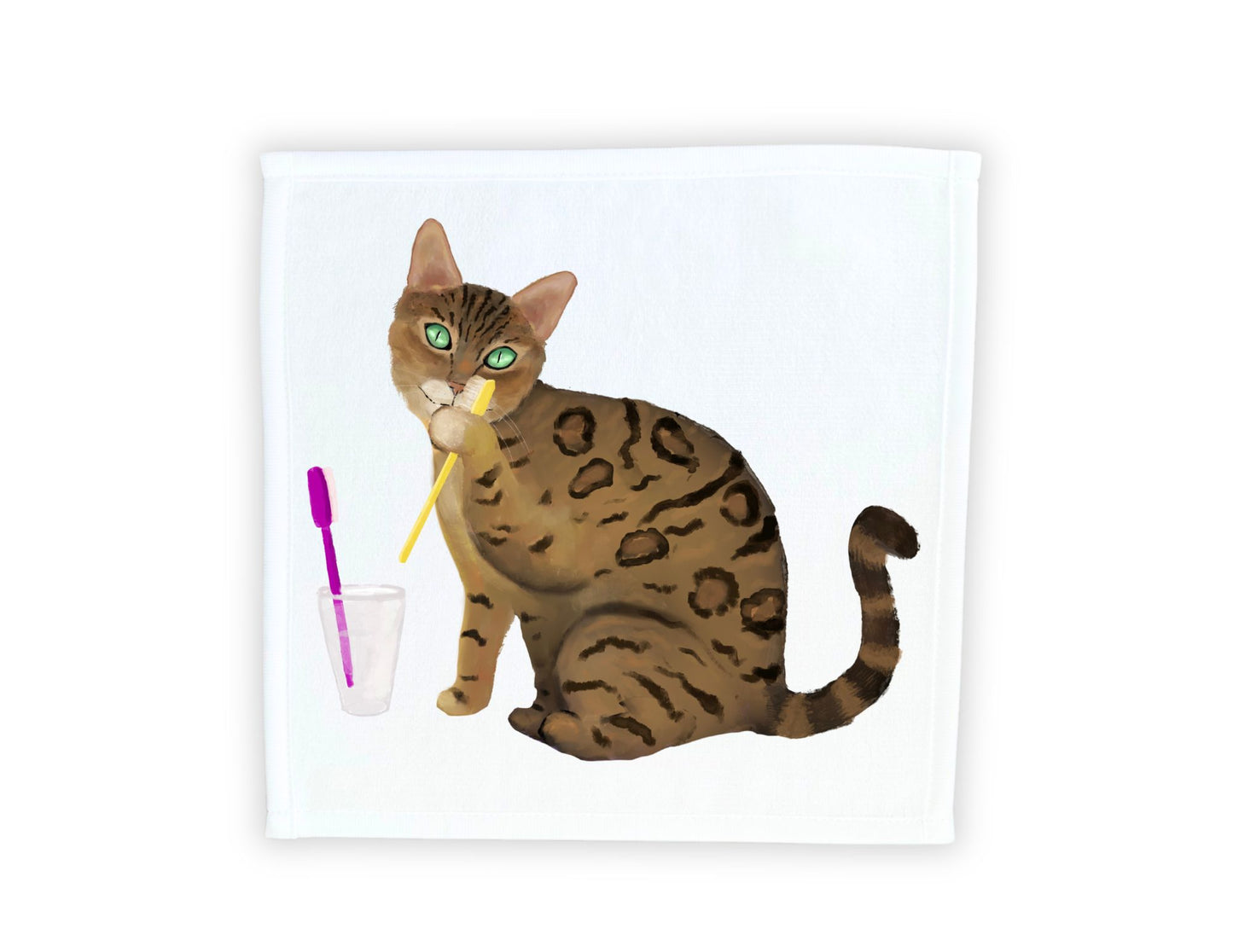 Whimsical Bengal Cat Washcloth – A Must-Have for Cat Lovers