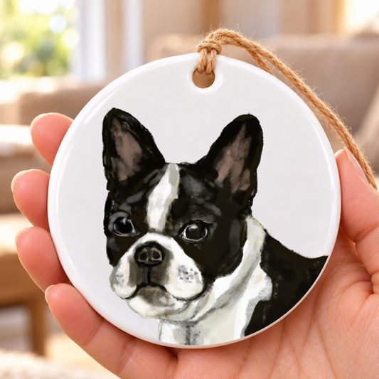 Boston Terrier Ceramic Ornament