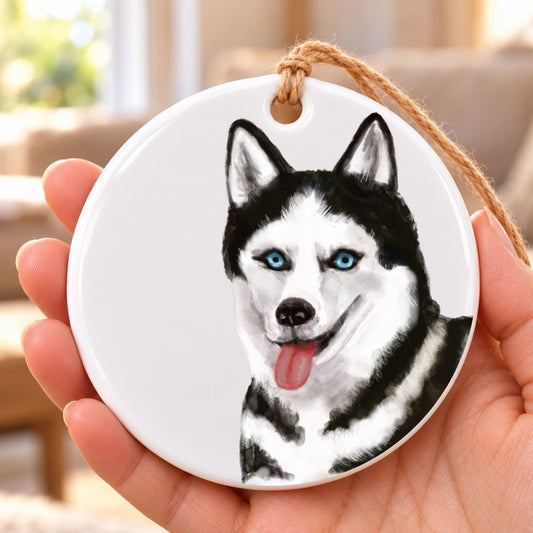 Siberian Husky Ceramic Ornament
