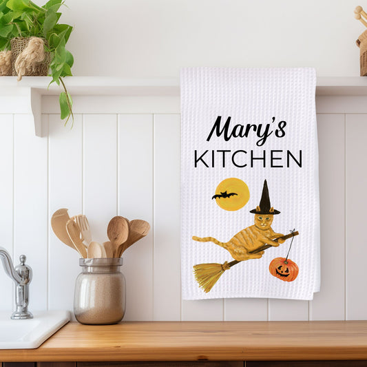 Halloween Orange Cat Kitchen Towel