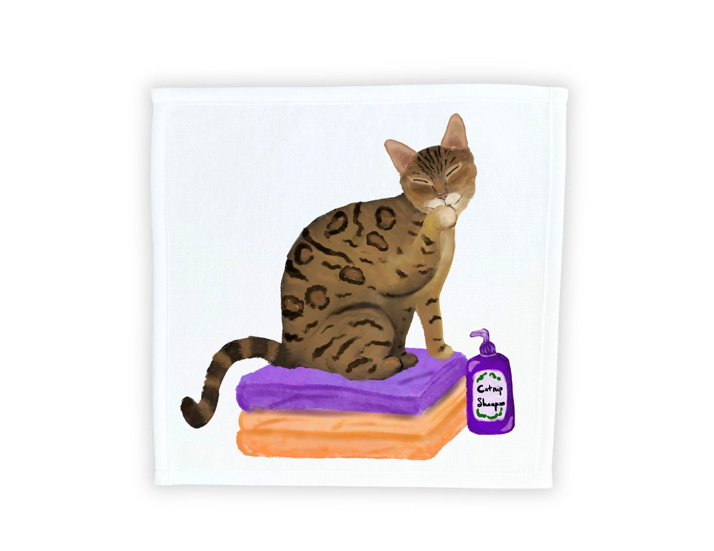 Groomed Bengal Cat Washcloth – A Purr-fect Feline Design