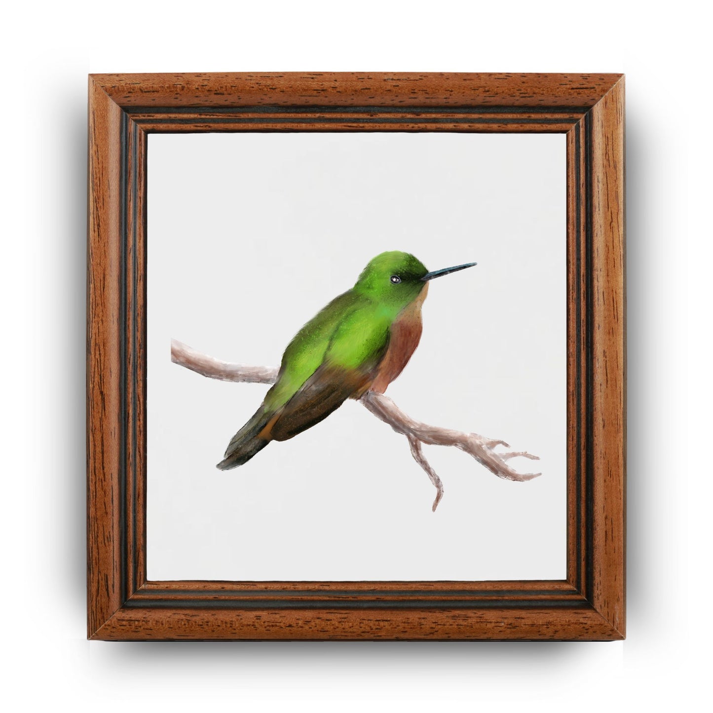 Green Hummingbird Ceramic Tile – Handcrafted Bird Lover Artwork