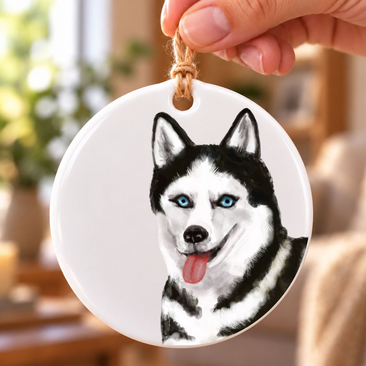 Siberian Husky Ceramic Ornament