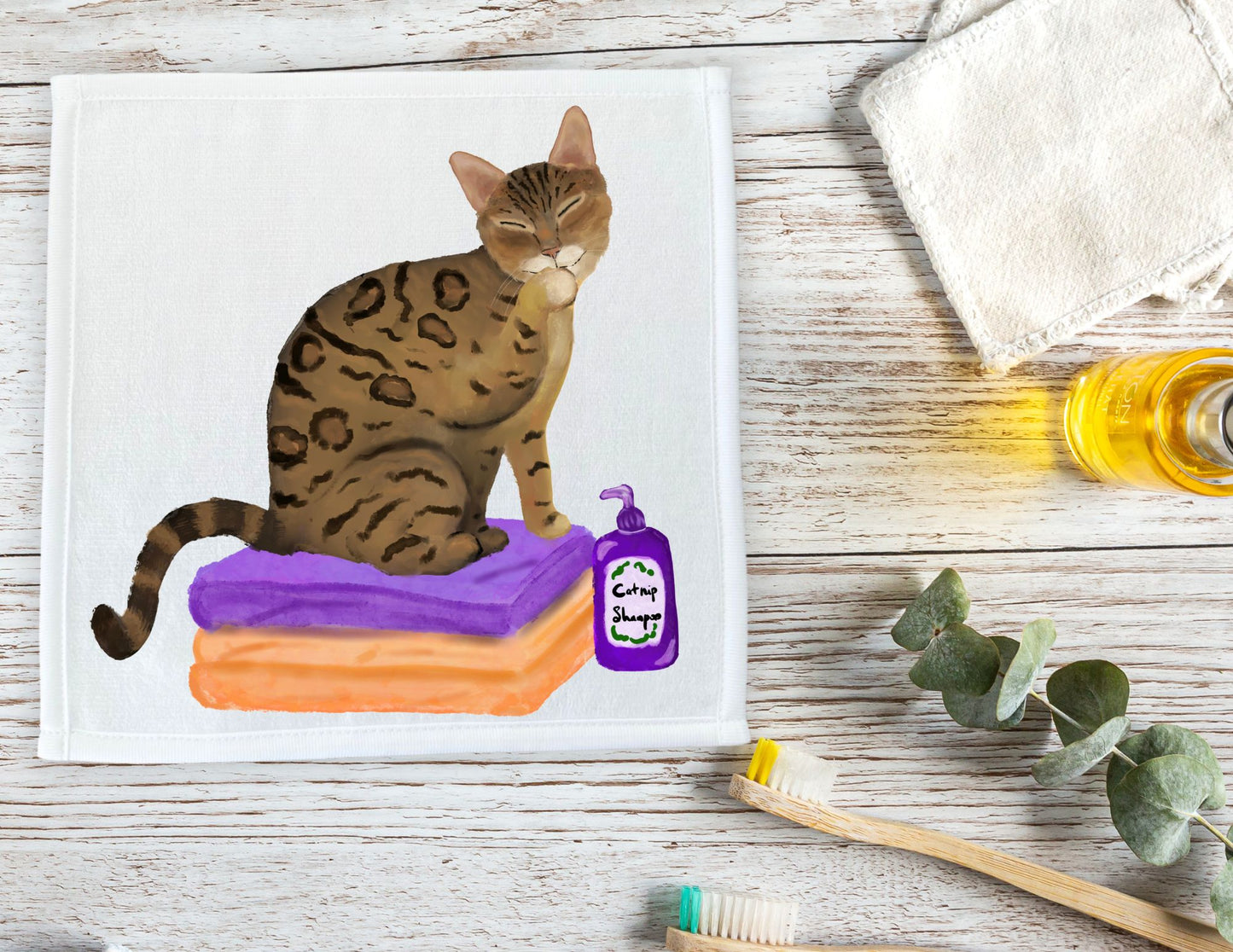 Groomed Bengal Cat Washcloth – A Purr-fect Feline Design