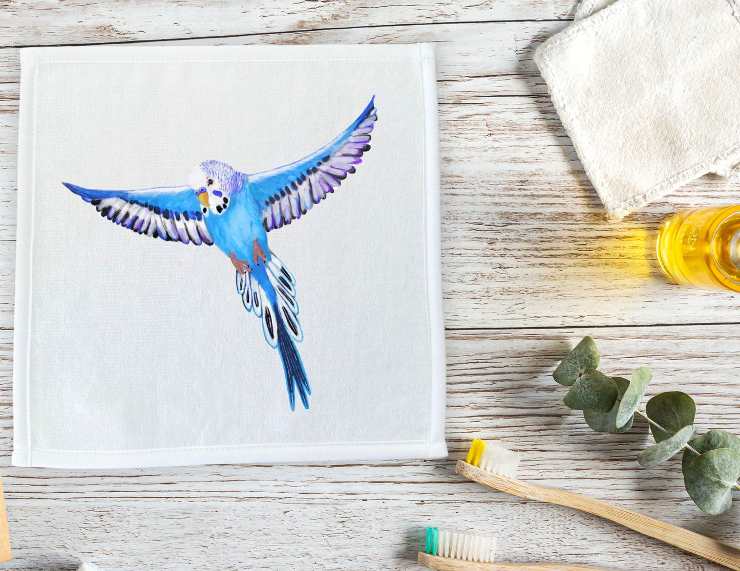 Soaring Budgie Washcloth – A Vibrant Touch for Bird Enthusiasts