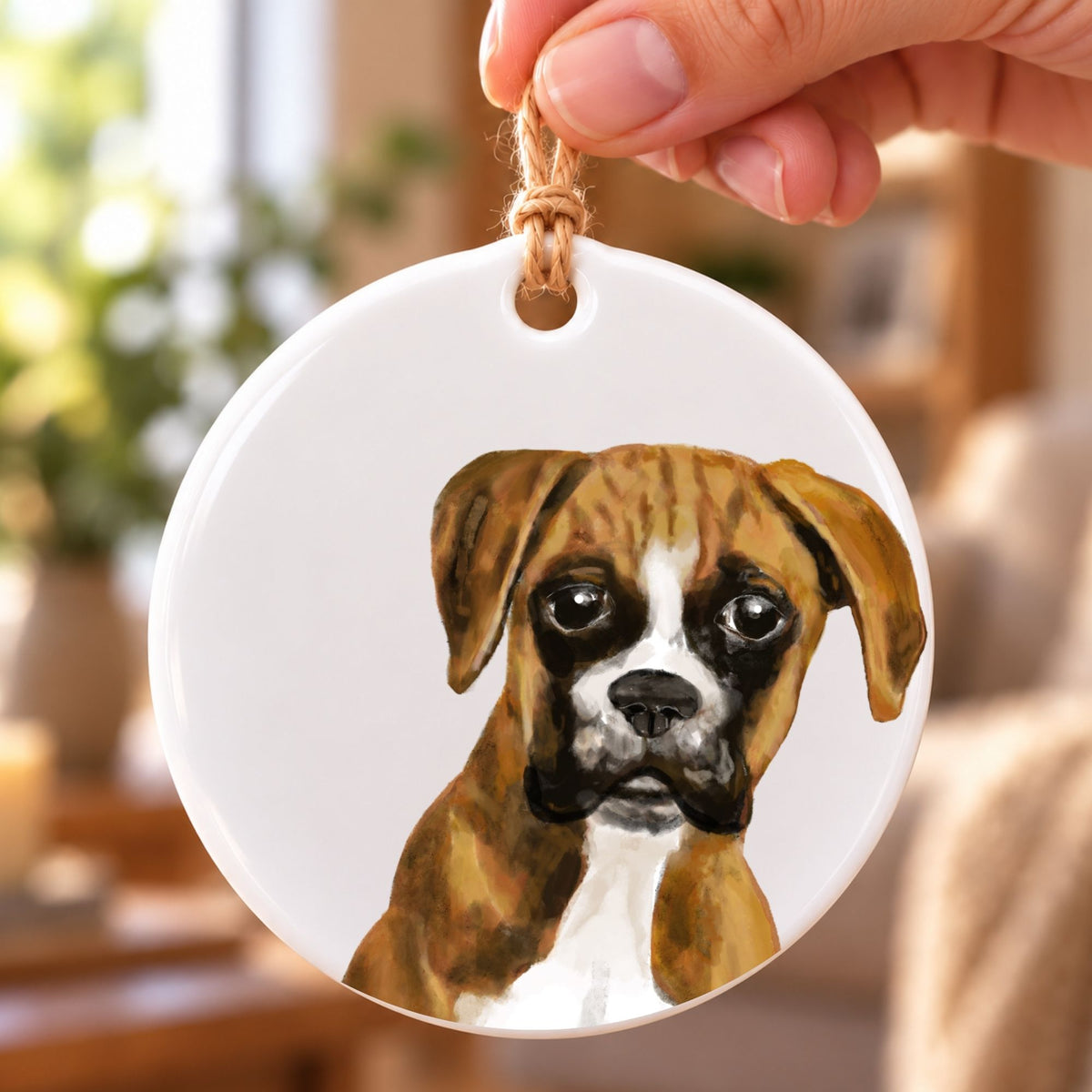 Boxer Dog Ceramic Ornament