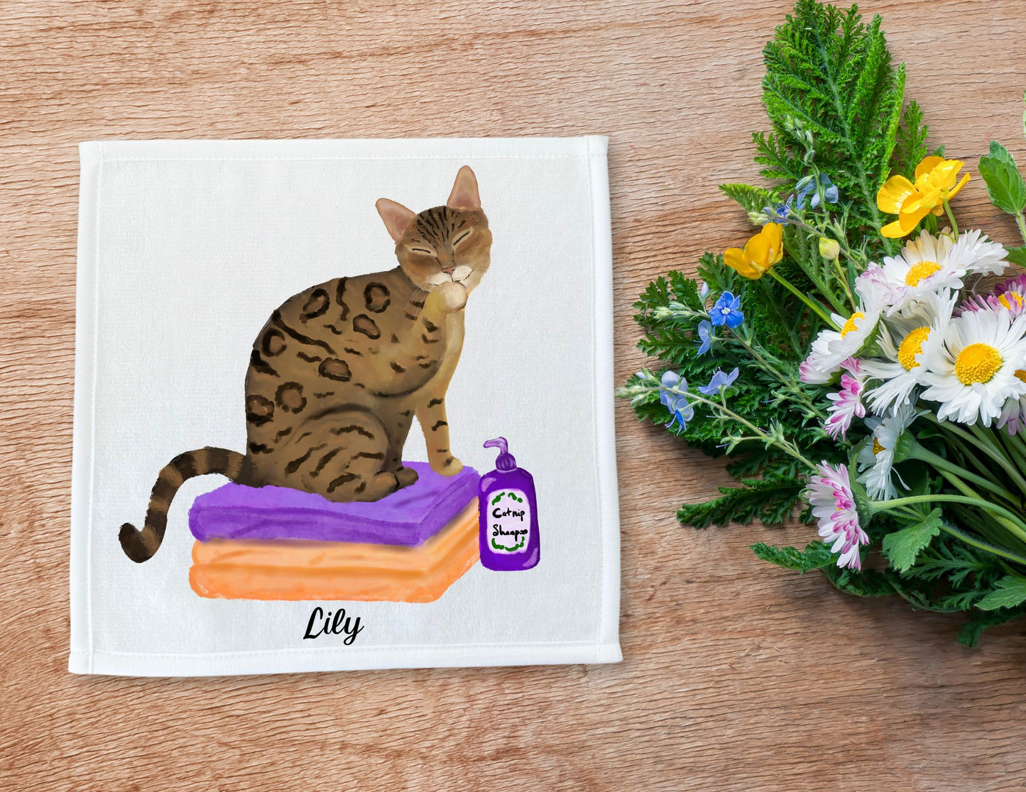 Groomed Bengal Cat Washcloth – A Purr-fect Feline Design