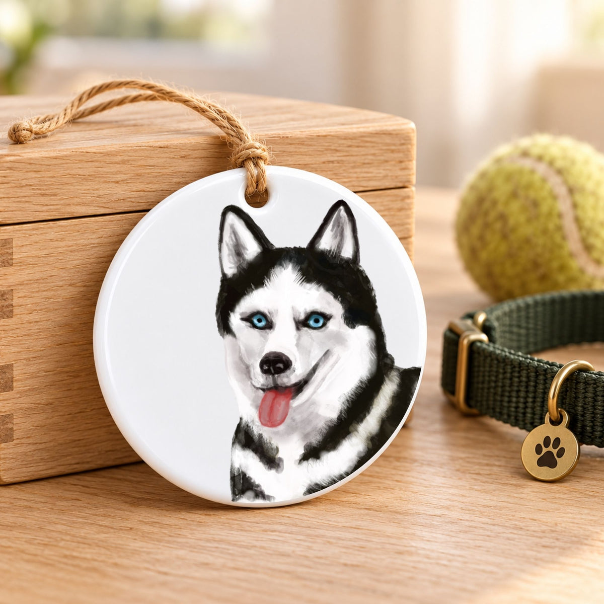 Siberian Husky Ceramic Ornament
