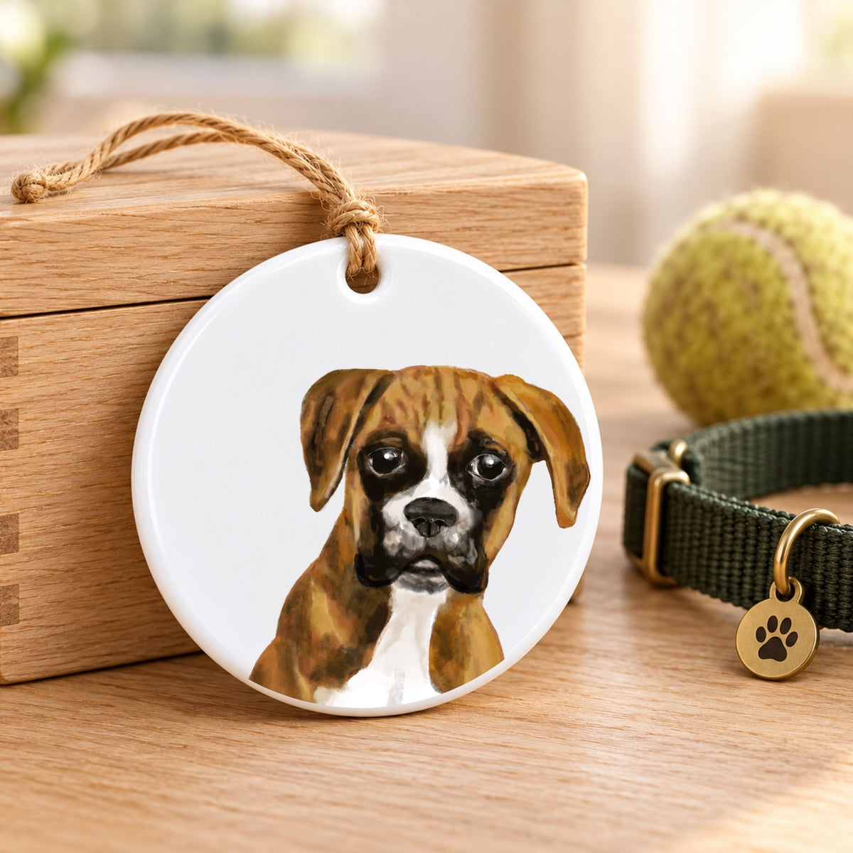 Boxer Dog Ceramic Ornament