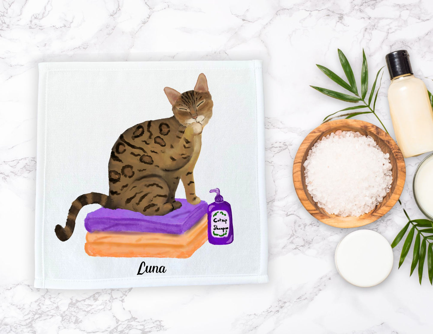 Groomed Bengal Cat Washcloth – A Purr-fect Feline Design