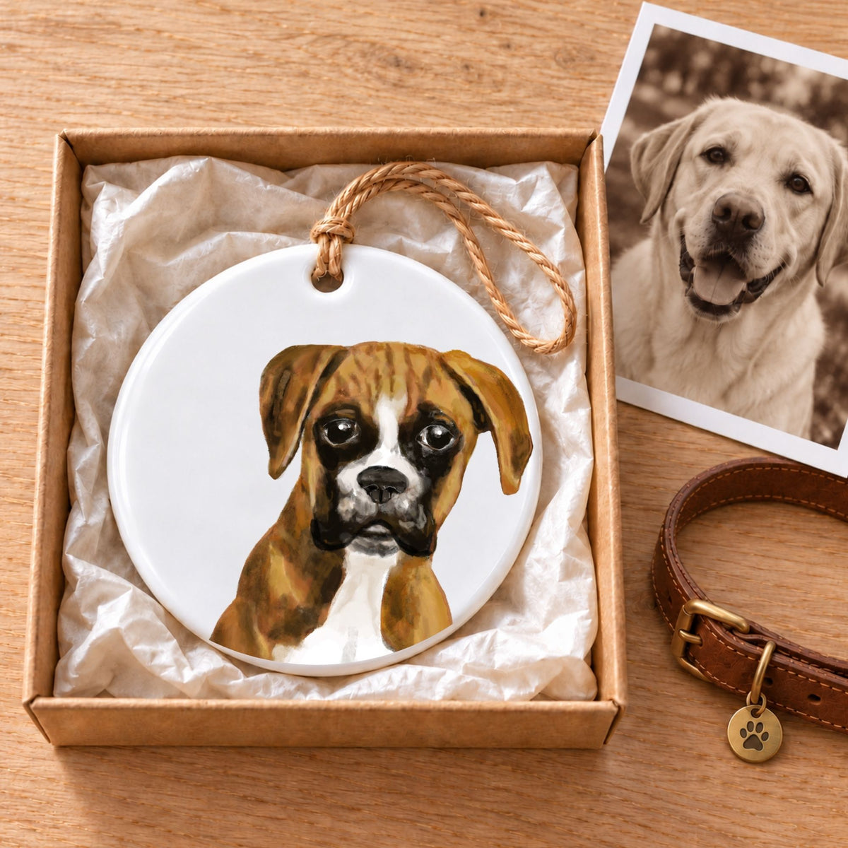 Boxer Dog Ceramic Ornament