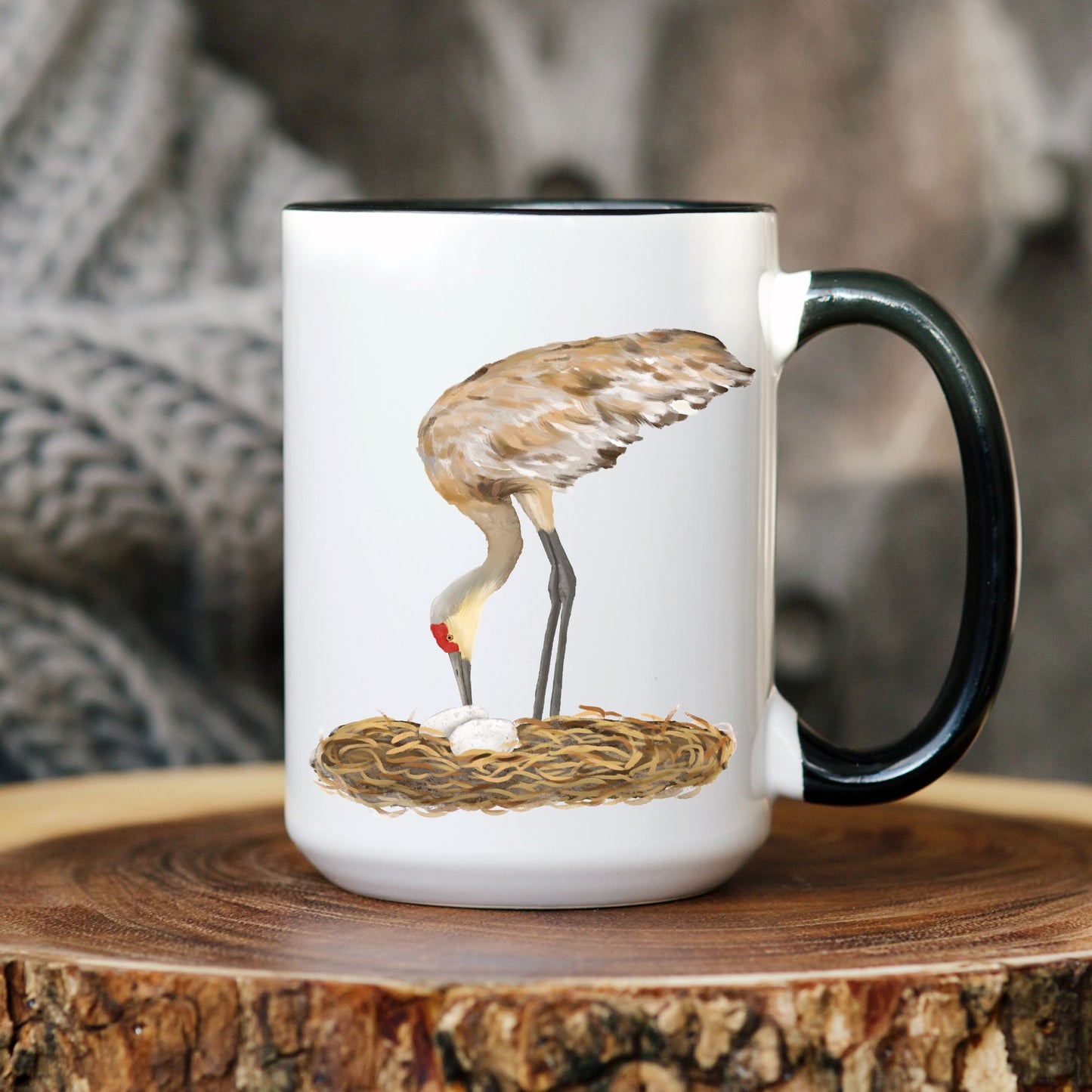 Sandhill Crane with Nest Ceramic Coffee Mug