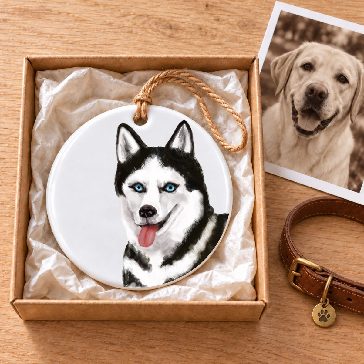 Siberian Husky Ceramic Ornament