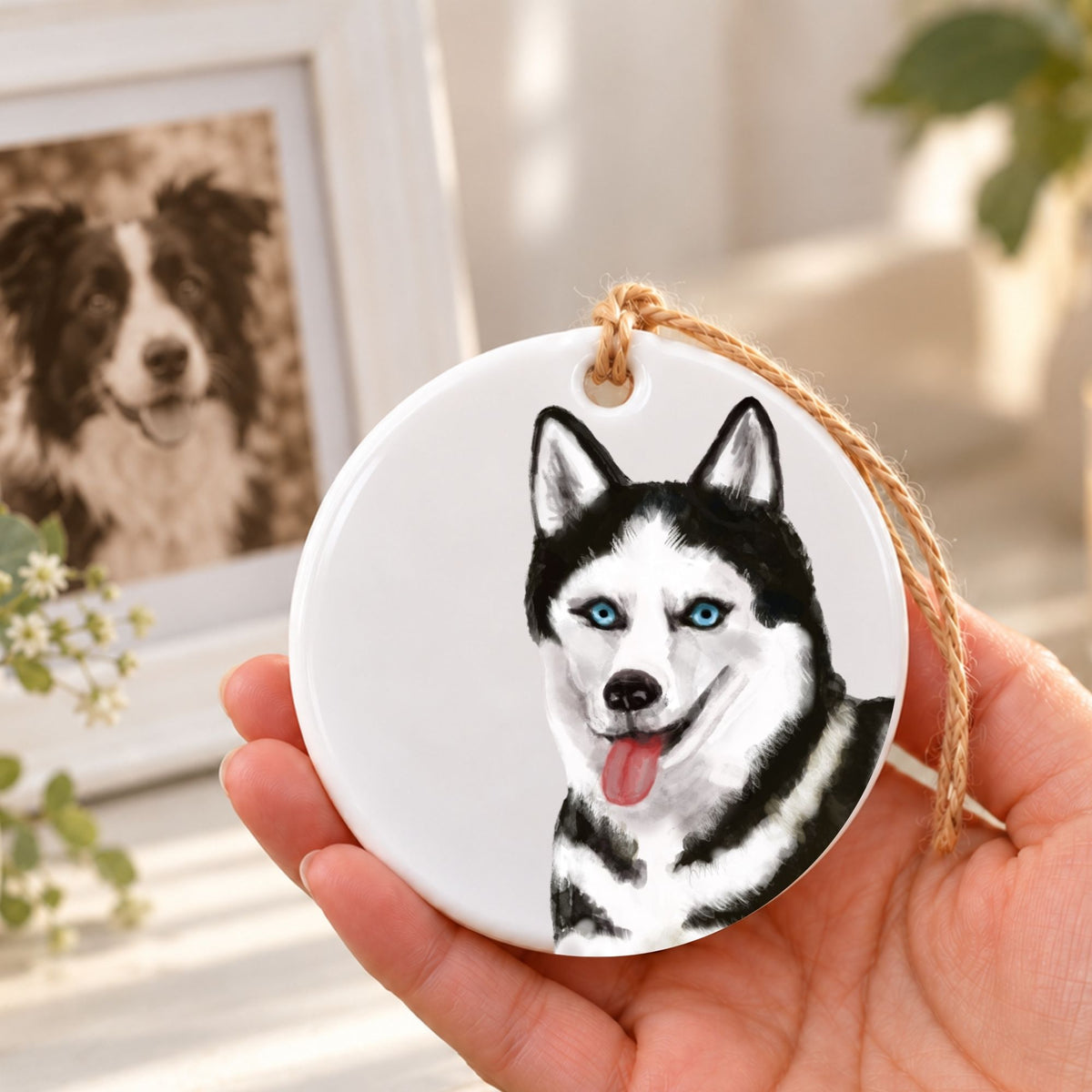 Siberian Husky Ceramic Ornament