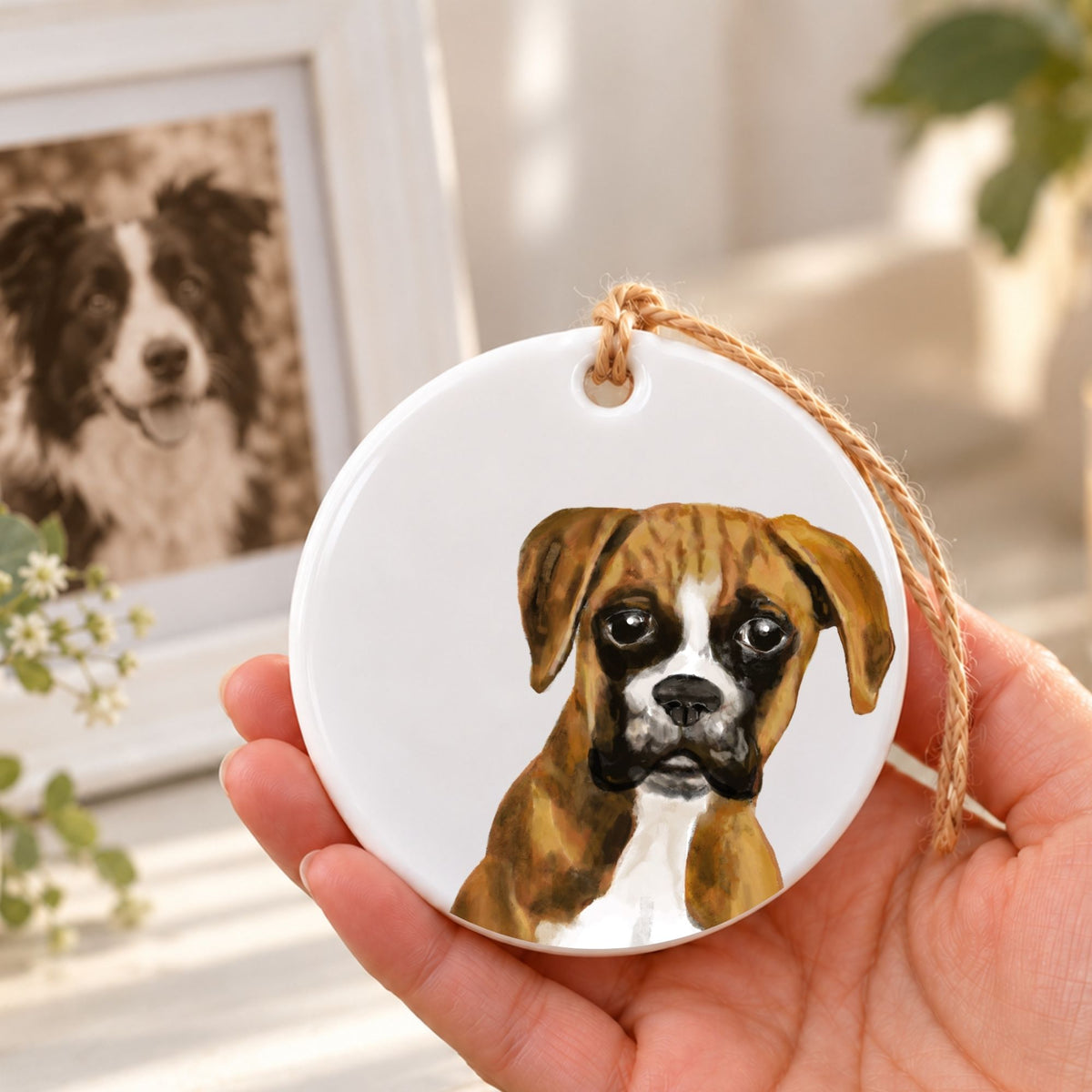 Boxer Dog Ceramic Ornament