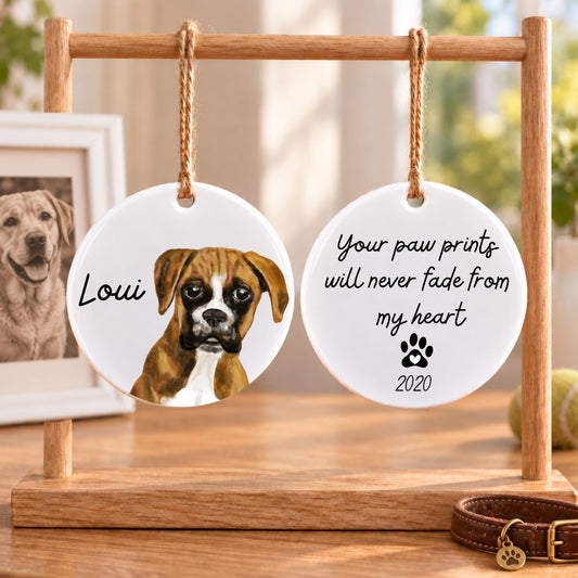 Boxer Dog Ceramic Ornament