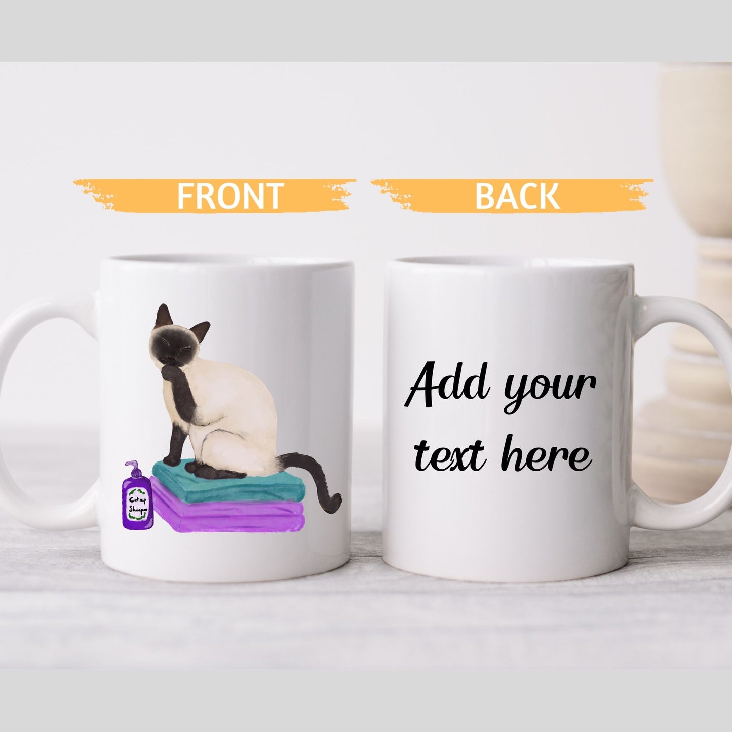 Funny Siamese Cat Mug with Shampoo Bottle