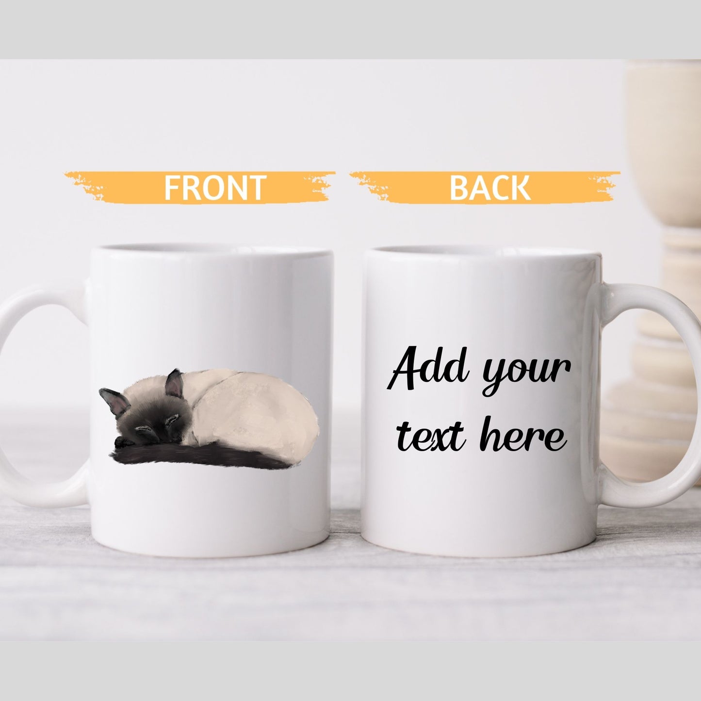 Sleeping Siamese Cat Ceramic Coffee Mug