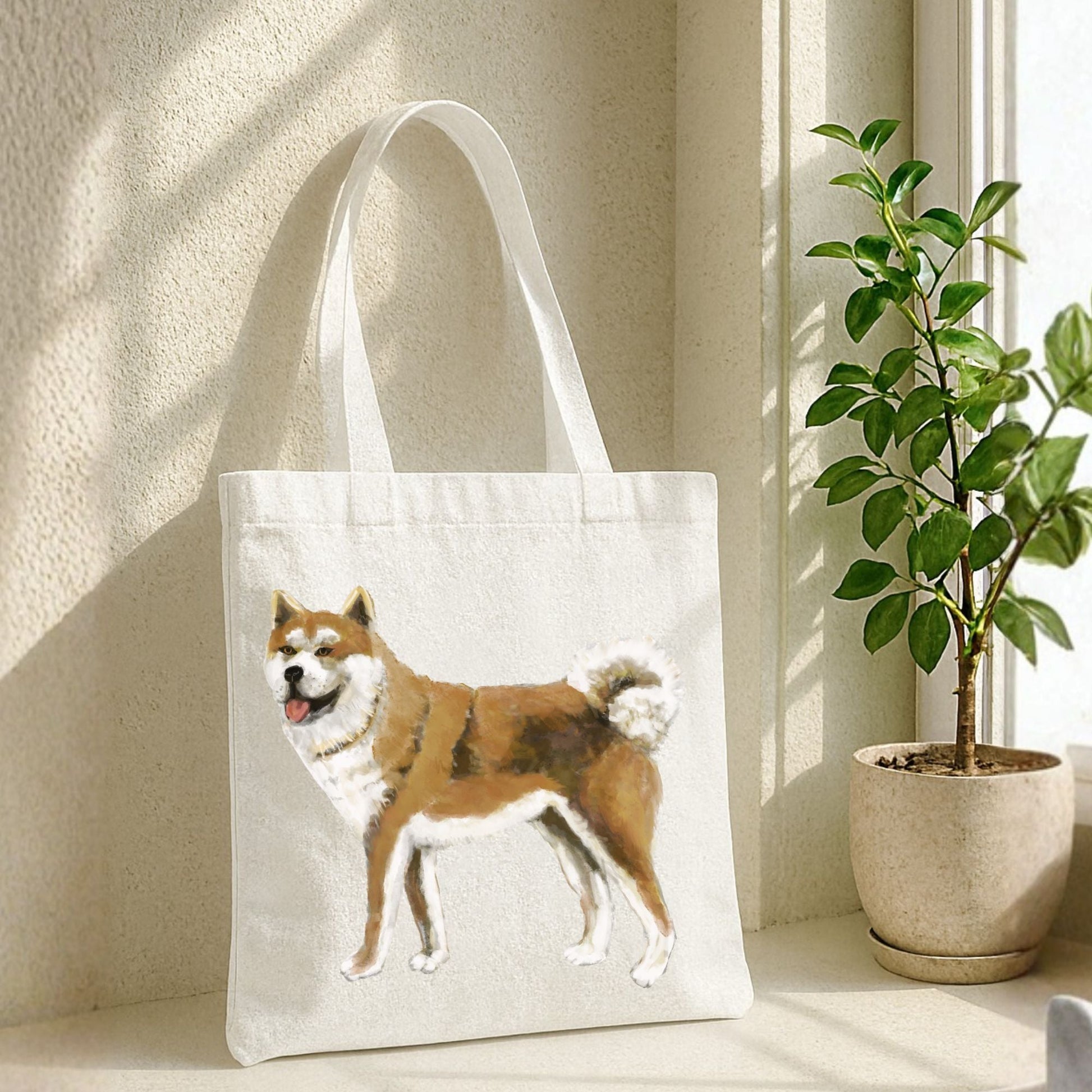 Akita Dog Canvas Tote Bag - MerikaArt