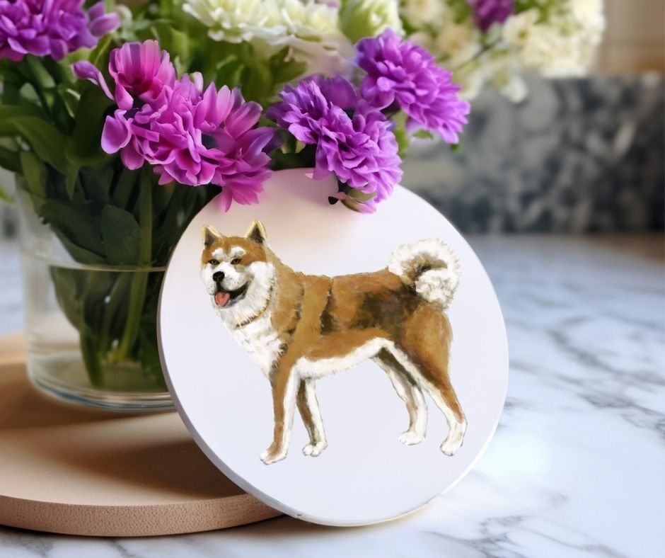 Akita Dog Ceramic Coaster - MerikaArt