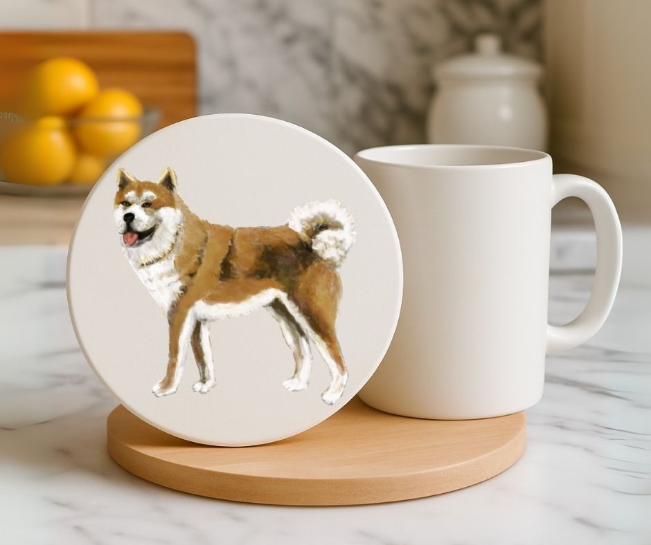 Akita Dog Ceramic Coaster - MerikaArt