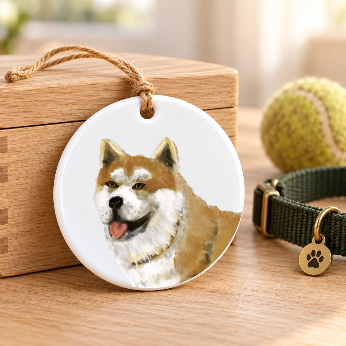 Akita Dog Ceramic Ornament - MerikaArt