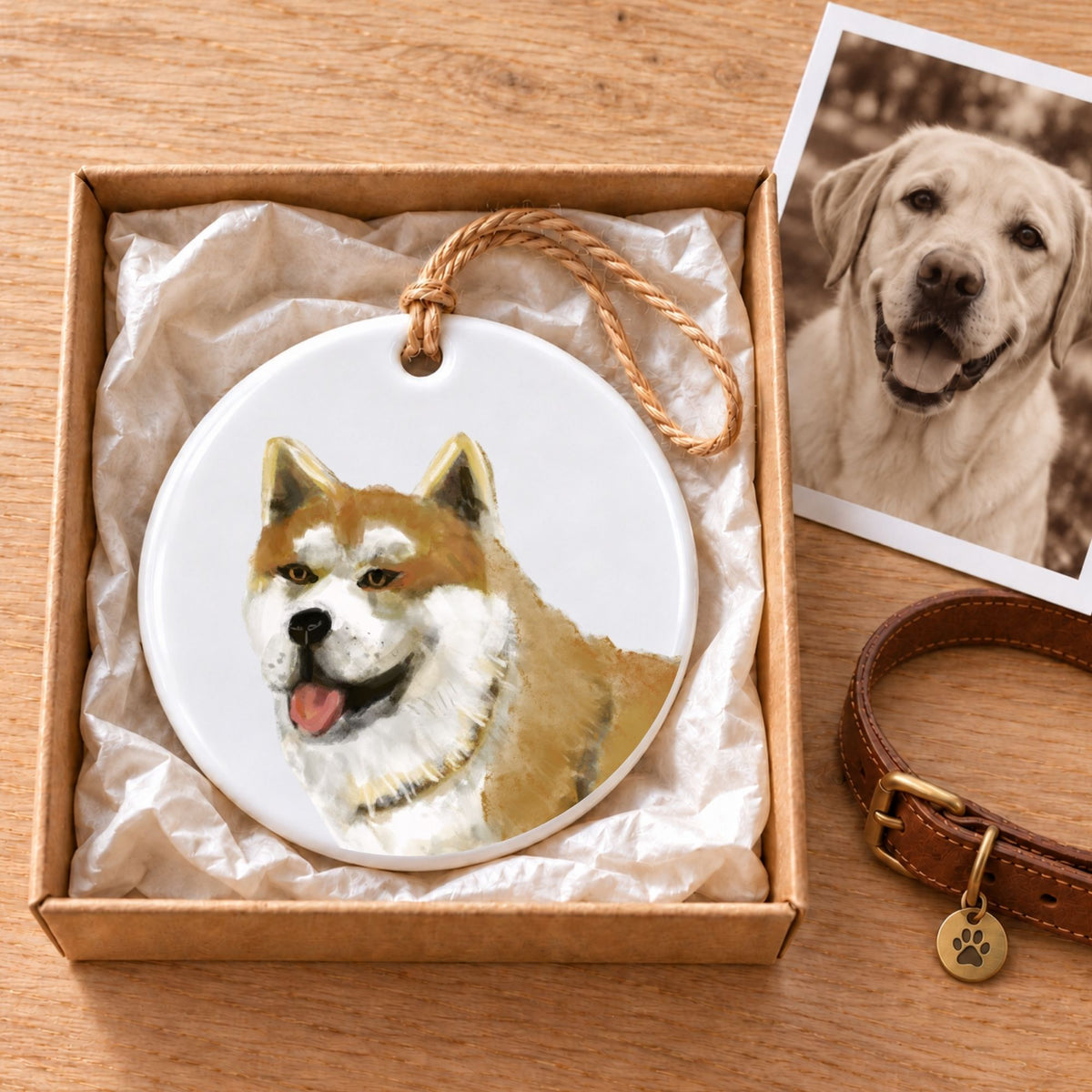 Akita Dog Ceramic Ornament - MerikaArt