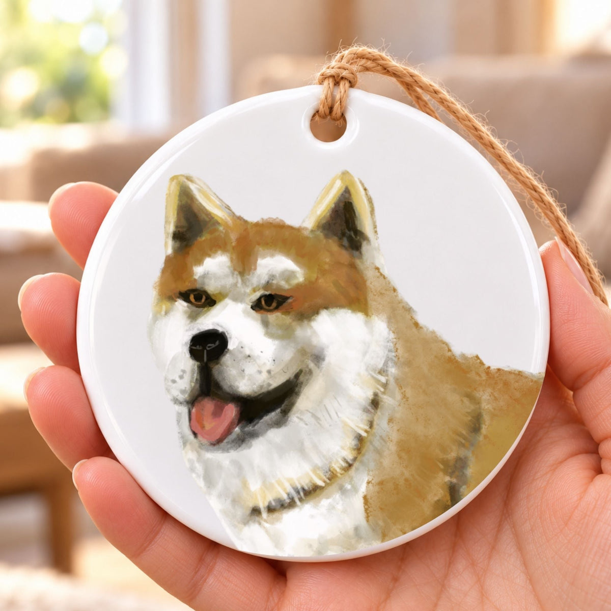 Akita Dog Ceramic Ornament - MerikaArt