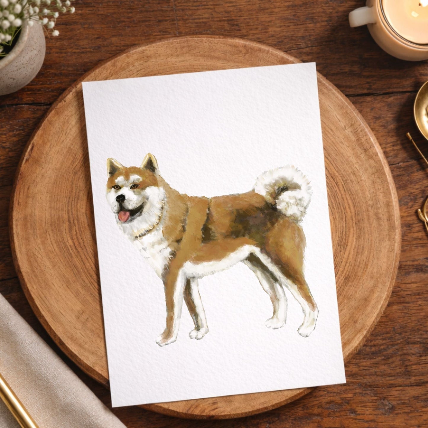 Akita Dog Postcard - MerikaArt