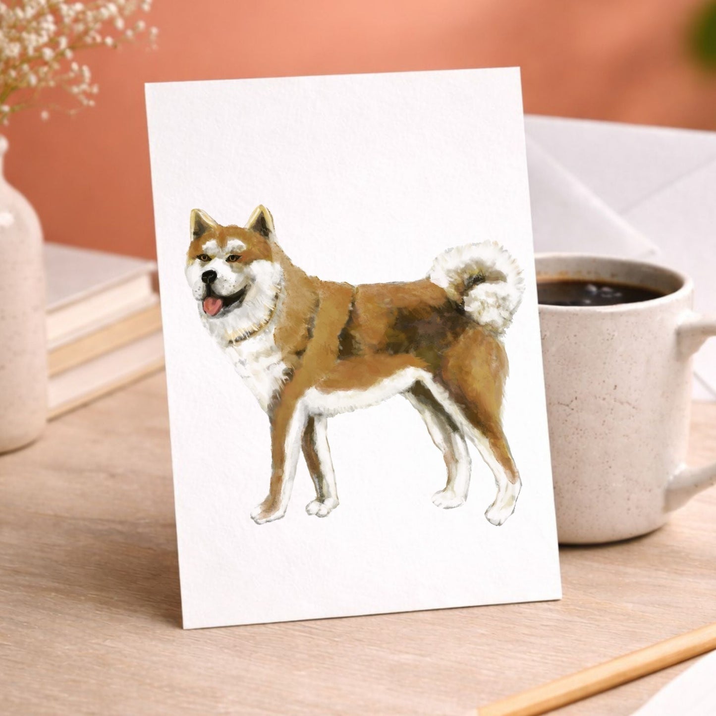 Akita Dog Postcard - MerikaArt