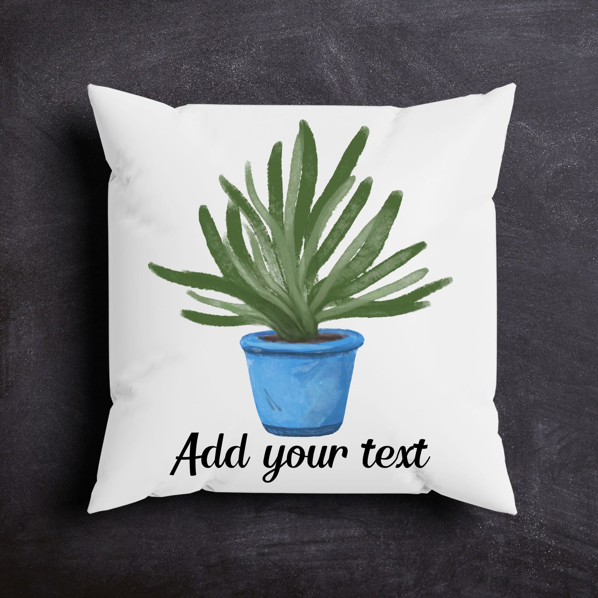 Aloe Plant Pillow in Blue Pot - MerikaArt