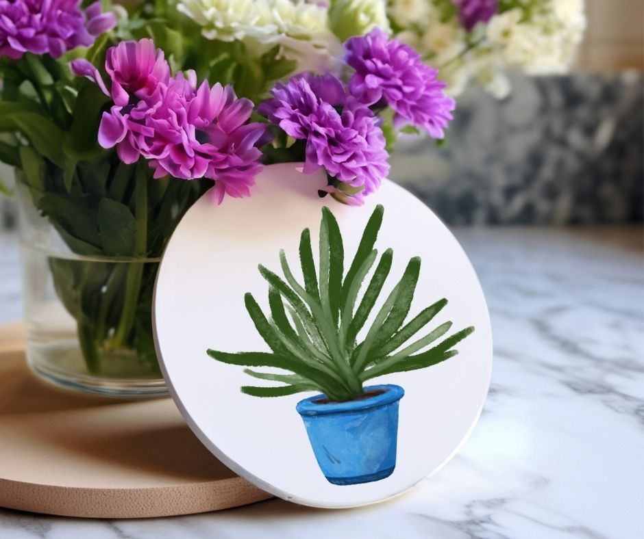 Aloe Vera Ceramic Coaster - MerikaArt