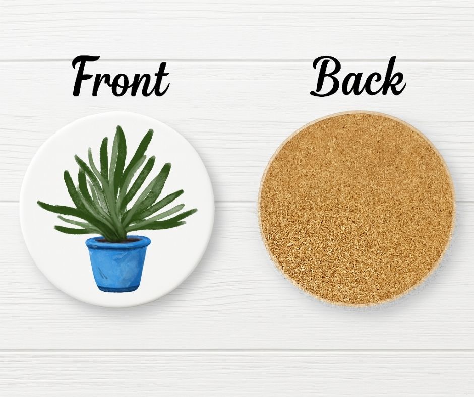 Aloe Vera Ceramic Coaster - MerikaArt
