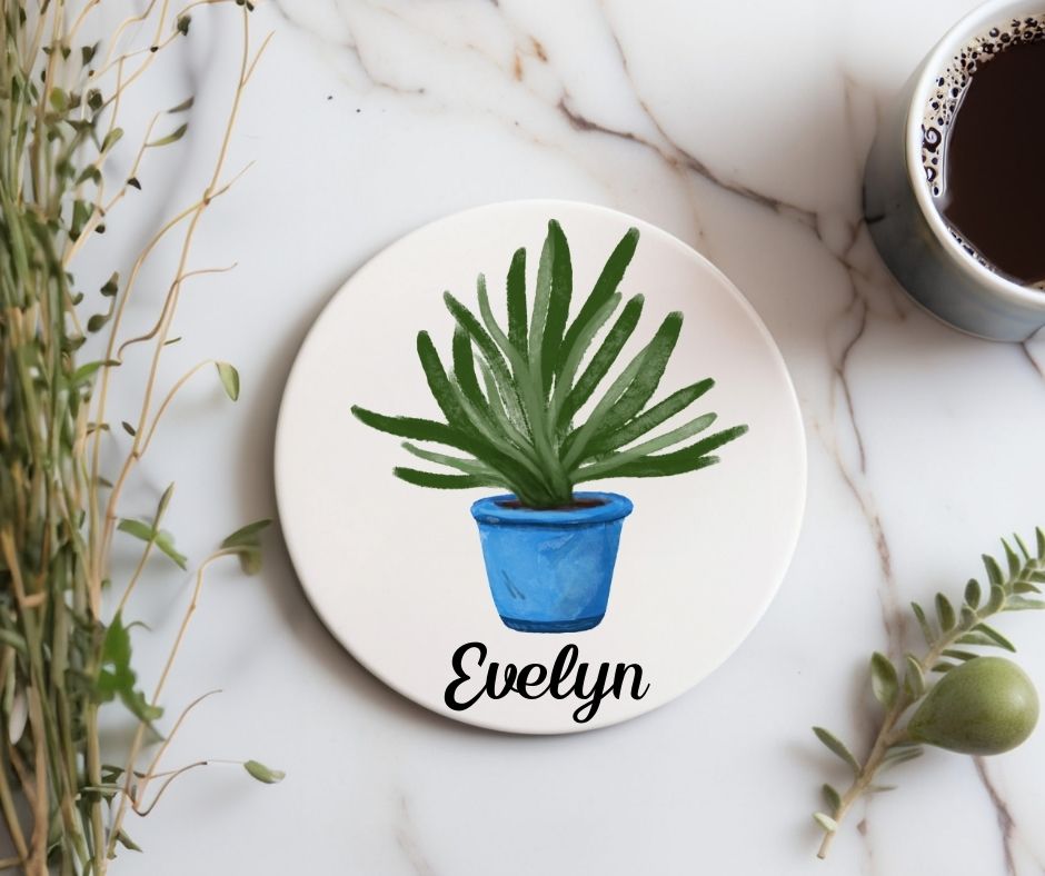Aloe Vera Ceramic Coaster - MerikaArt