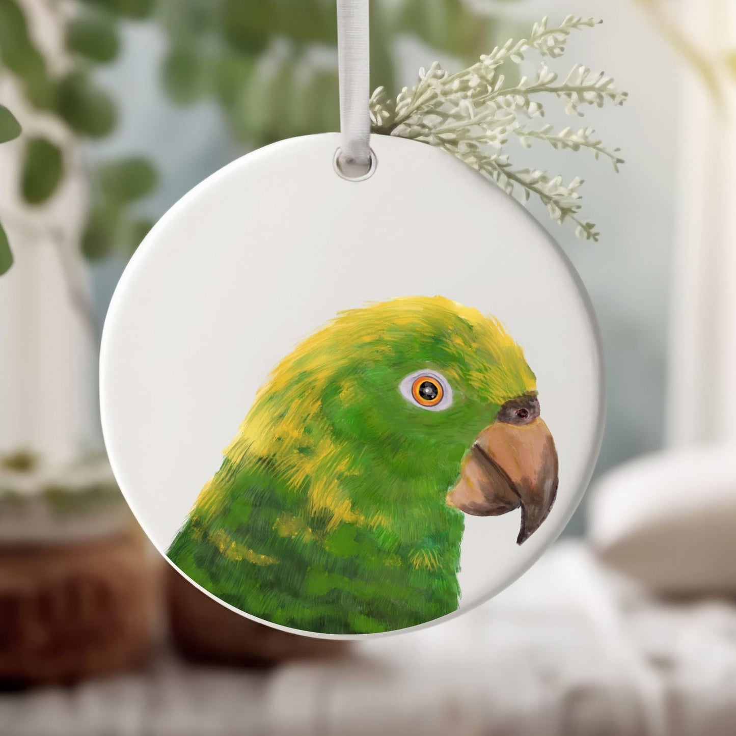 Amazon Parrot Ceramic Ornament - MerikaArt