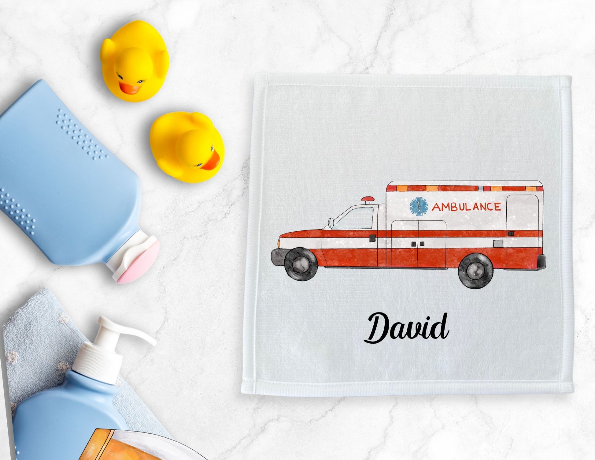 Ambulance Washcloth - MerikaArt