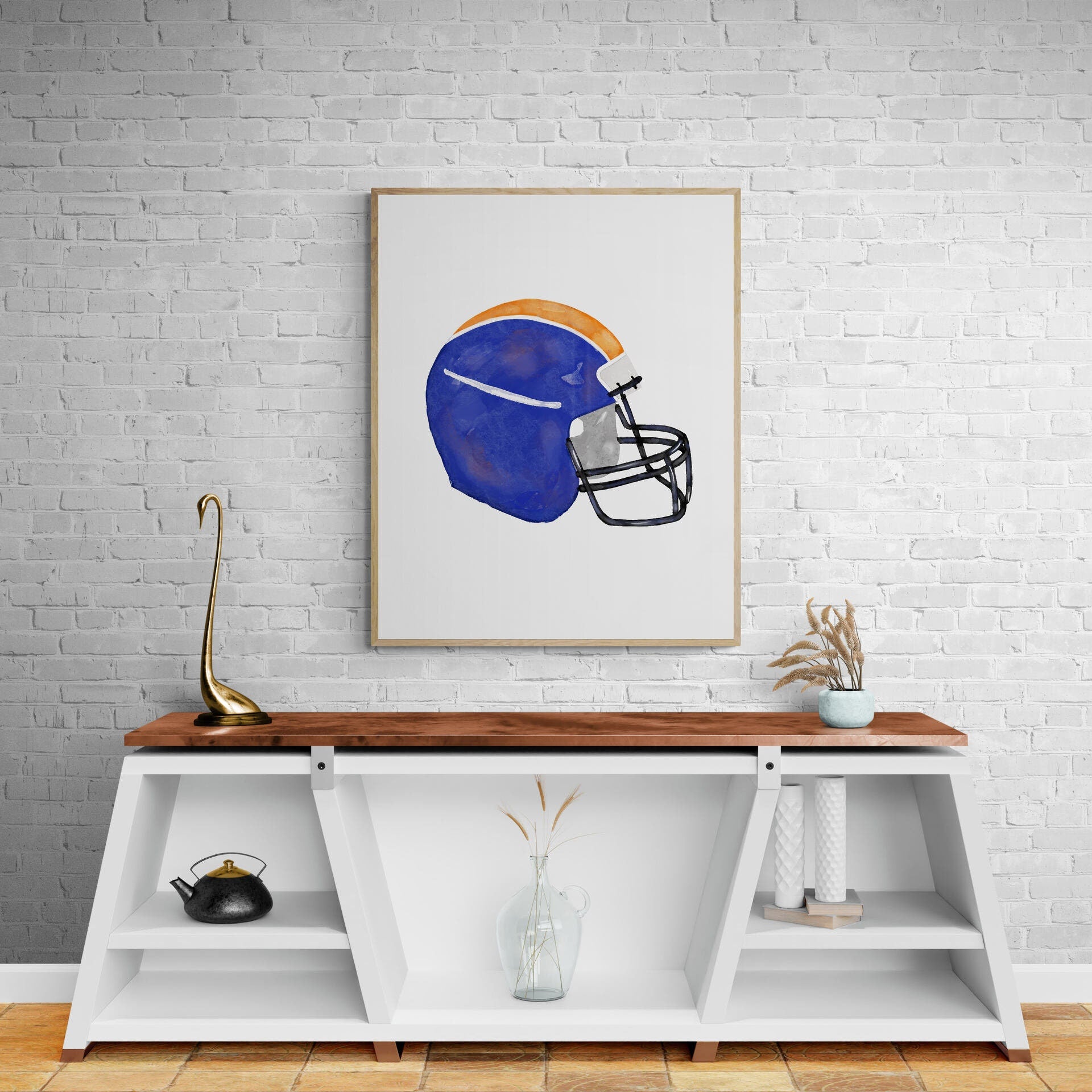 American Football Helmet Print, Sport Painting, Boys Room Wall Art, Boys Room Gift, Kids Wall Art, Nursery Decor, Sports Lover Drawing - MerikaArt