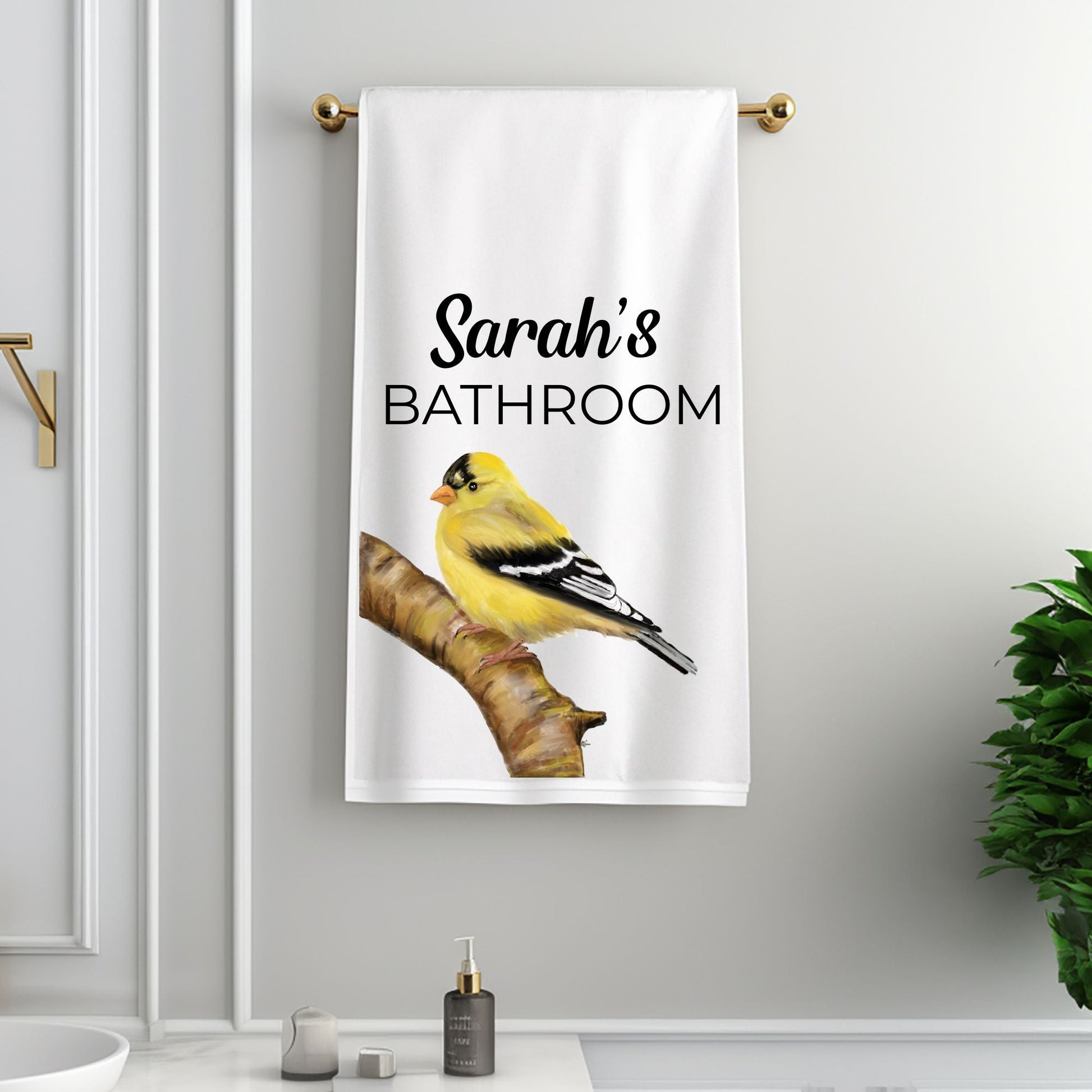 American Goldfinch Bathroom Towel - MerikaArt