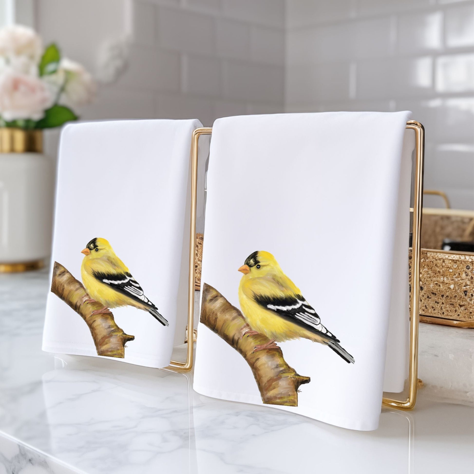 American Goldfinch Bathroom Towel - MerikaArt