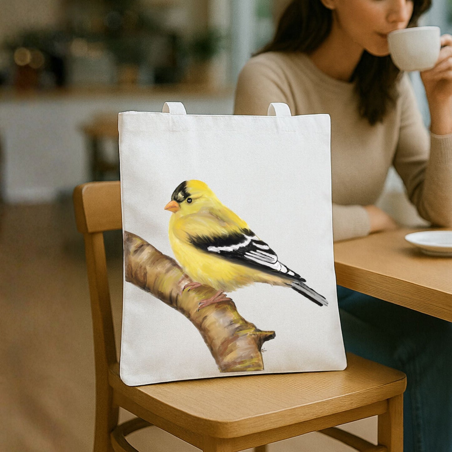 American Goldfinch Canvas Tote Bag - MerikaArt