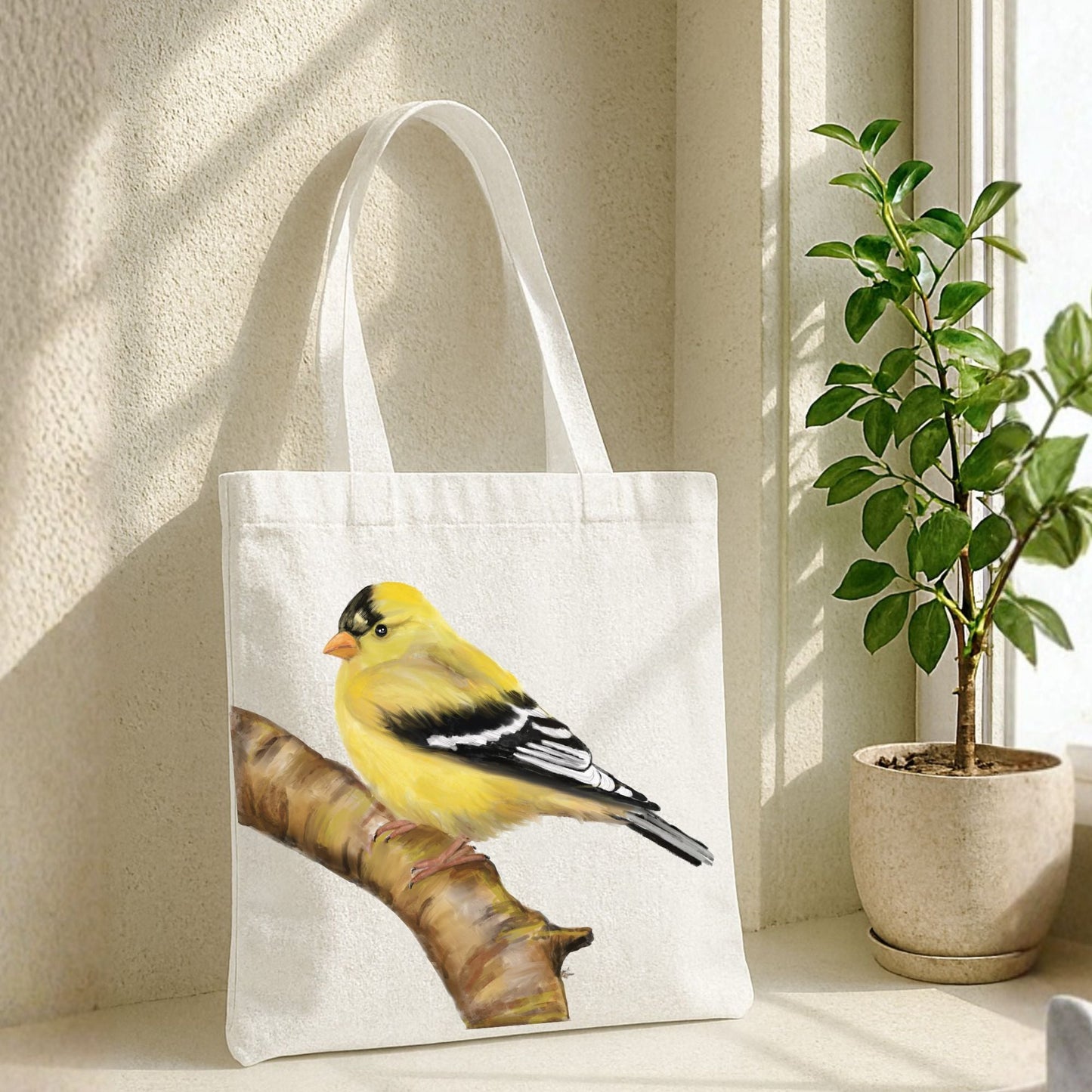American Goldfinch Canvas Tote Bag - MerikaArt