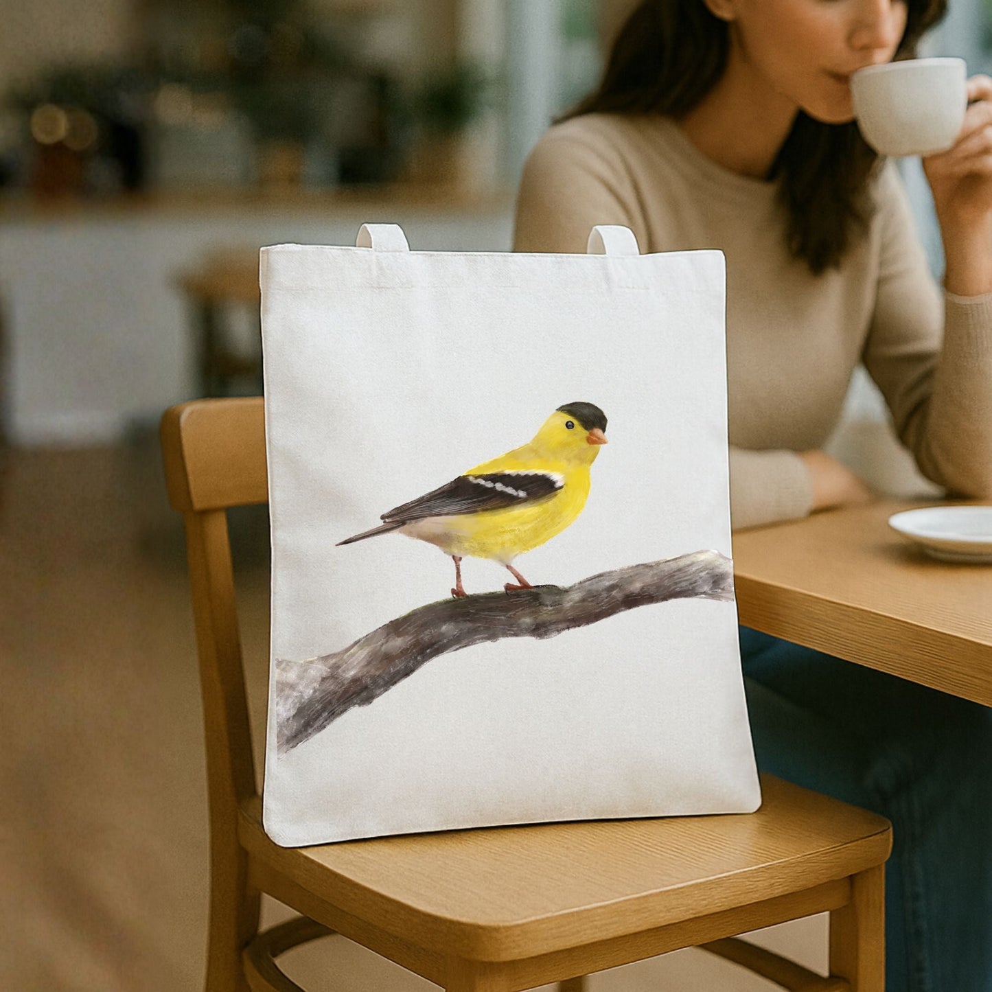American Goldfinch Canvas Tote Bag - MerikaArt