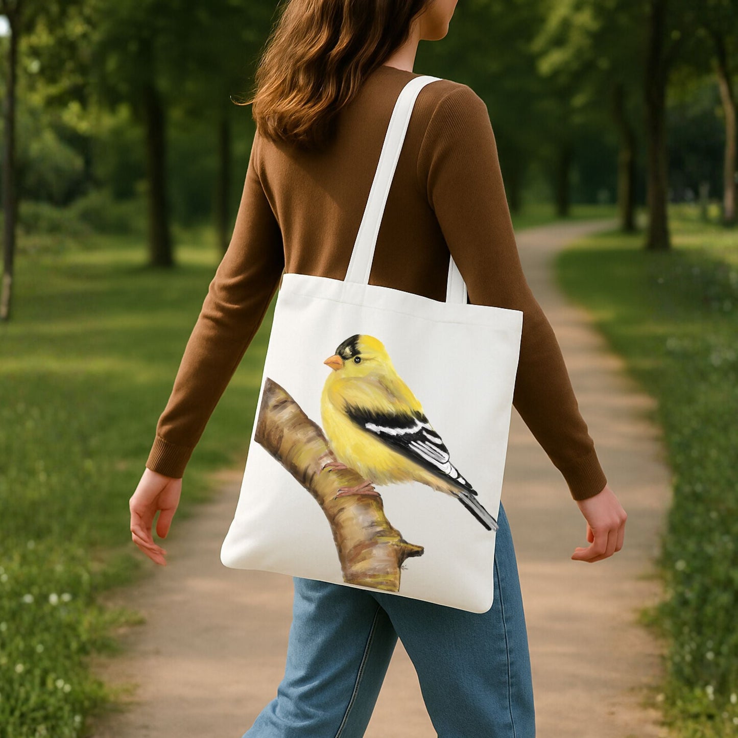 American Goldfinch Canvas Tote Bag - MerikaArt