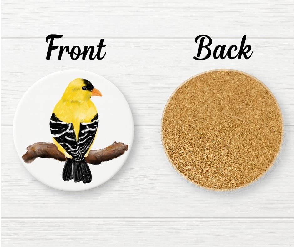 American Goldfinch Ceramic Coaster - MerikaArt