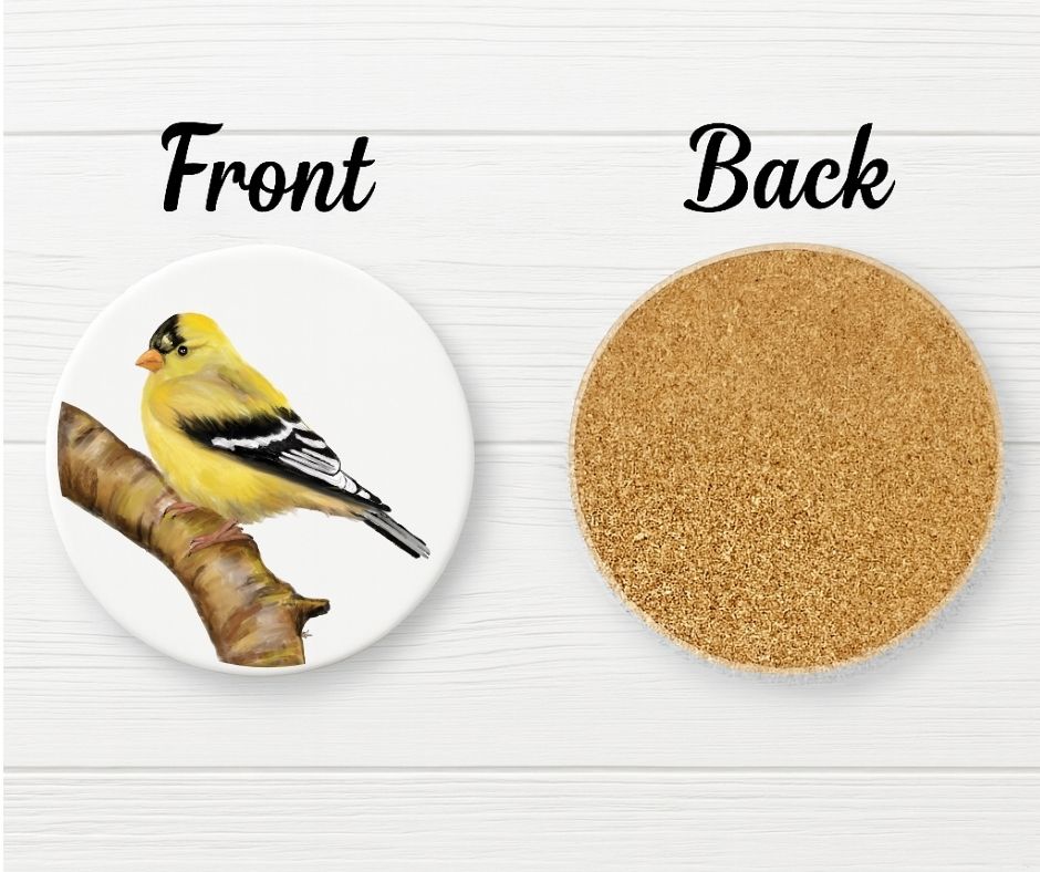 American Goldfinch Ceramic Coaster - MerikaArt
