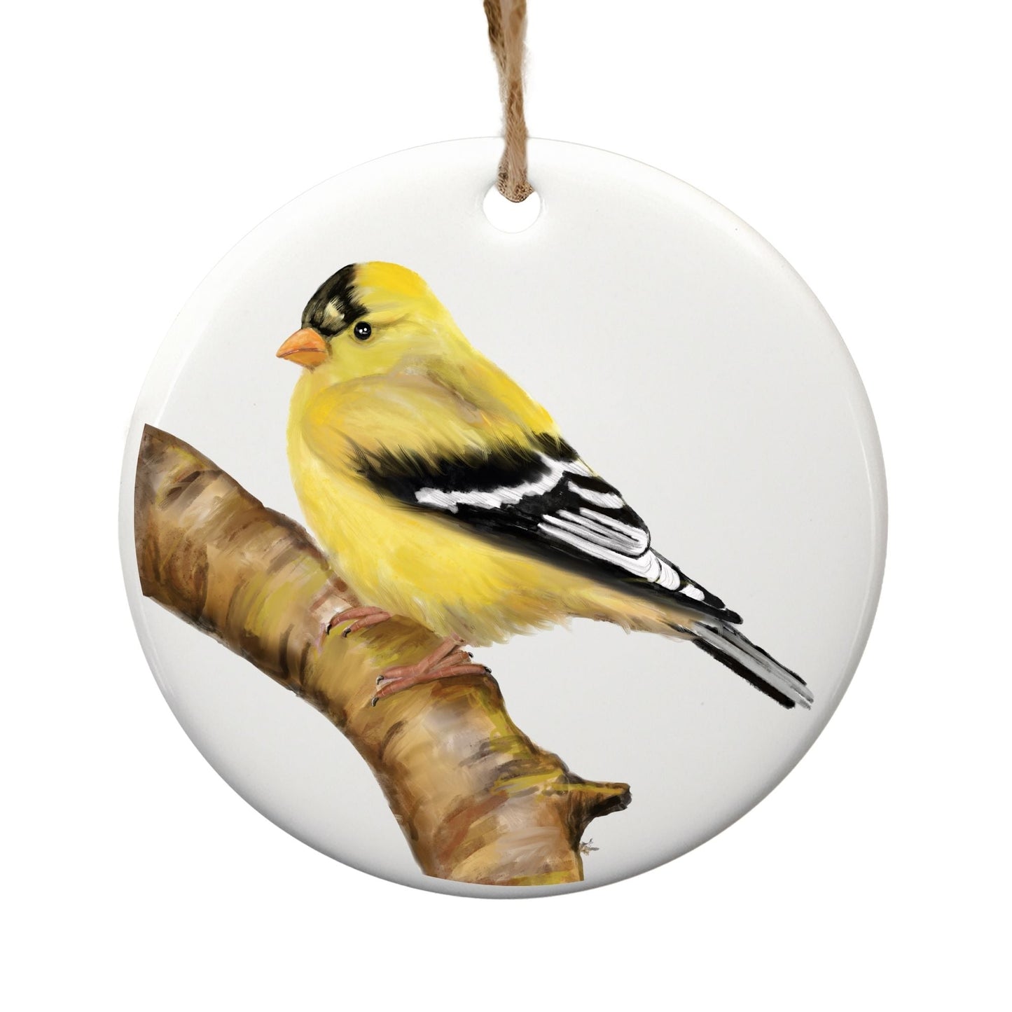 American Goldfinch Ceramic Ornament - MerikaArt