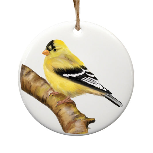 American Goldfinch Ceramic Ornament - MerikaArt