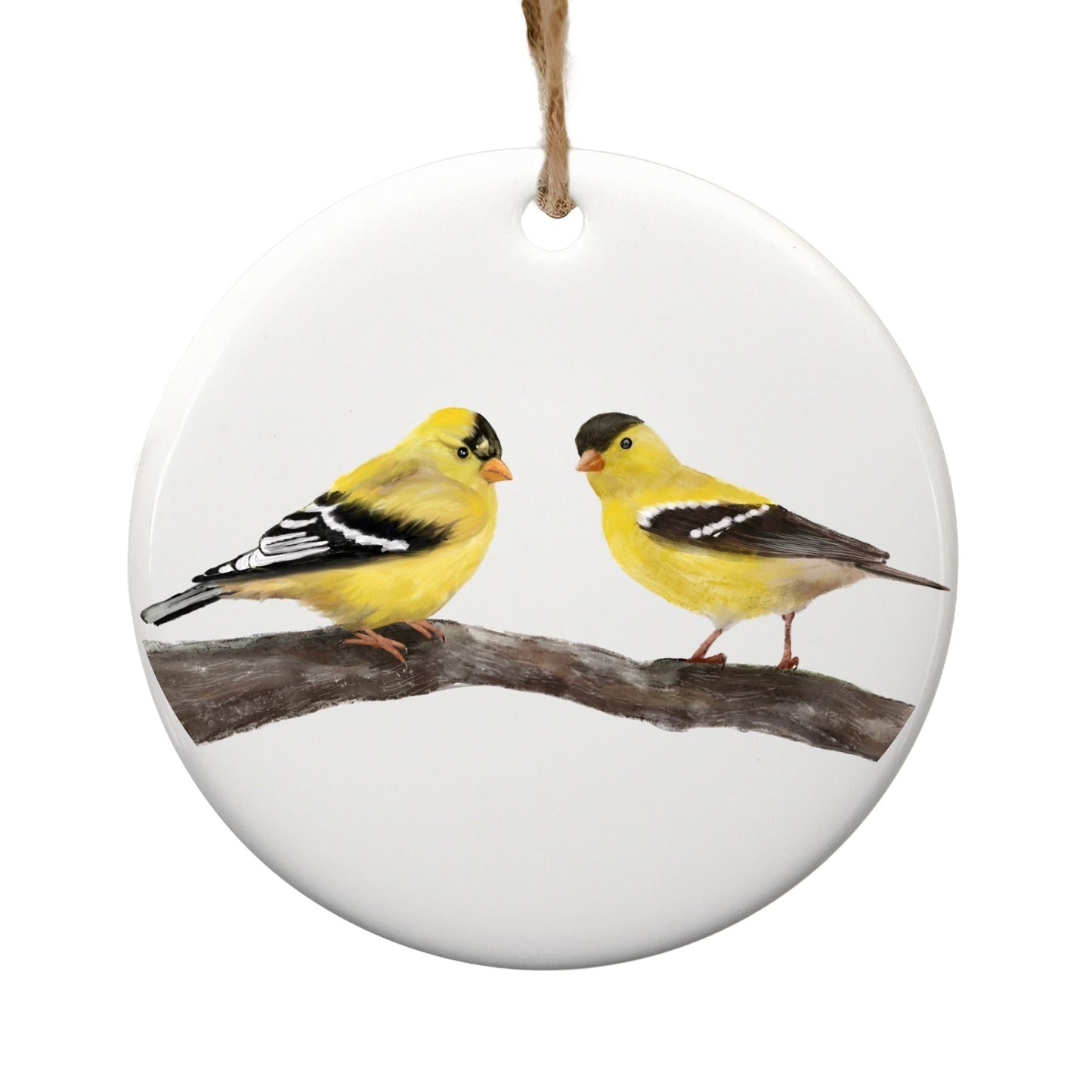 American Goldfinch Ceramic Ornament - MerikaArt